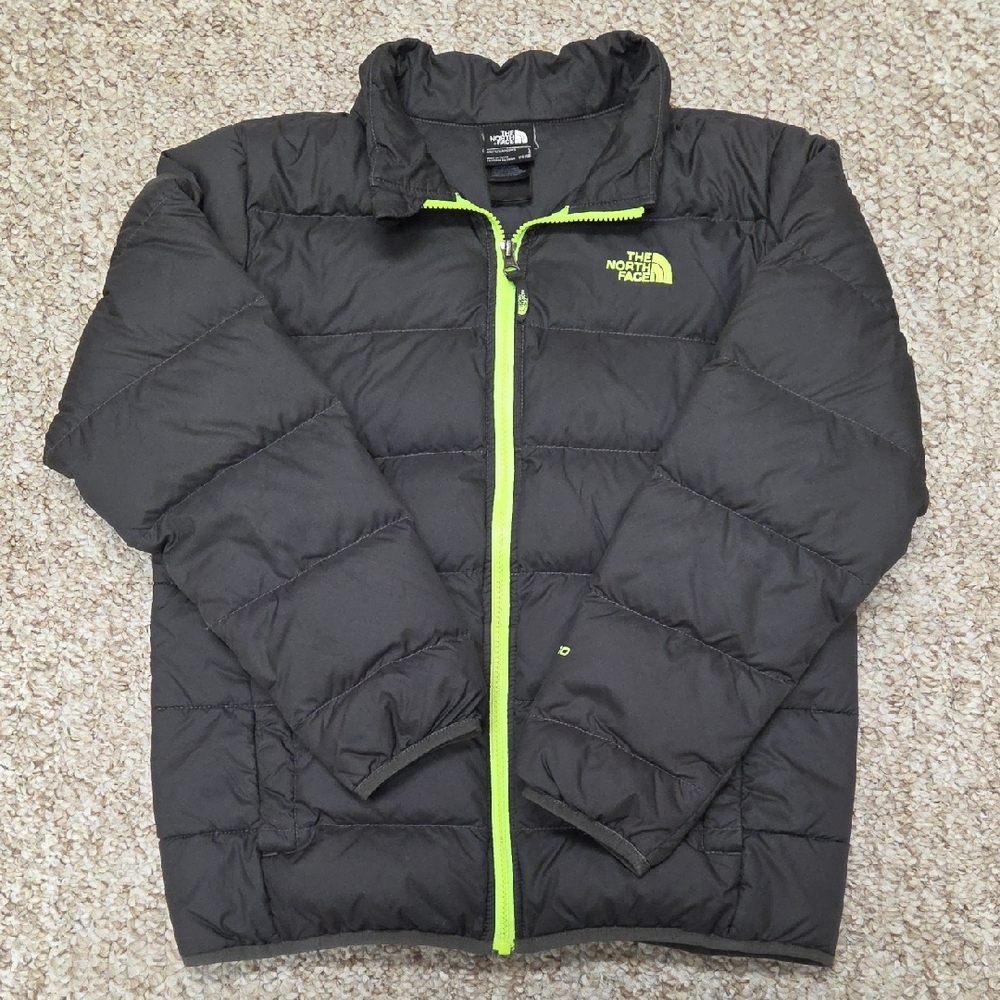 The North Face Kids Puffer Jacket - Black with Neon Green Accents